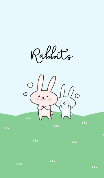 [LINE着せ替え] Pink ＆ blue rabbitsの画像1