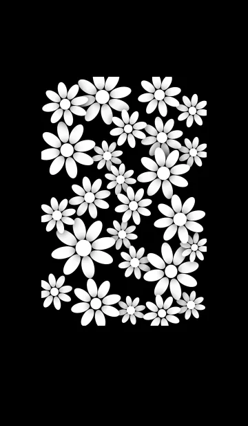[LINE着せ替え] ホワイト フラワー : 白い花 [黒] No.1の画像1