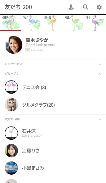 [LINE着せ替え] オトナ水彩画:フルフラミンゴの画像2