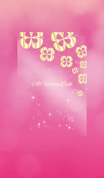 [LINE着せ替え] 運勢UP ピンクと金のクローバ 大人女子向けの画像1