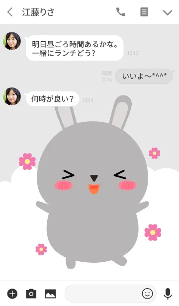 [LINE着せ替え] Pretty Gray Rabbit Theme (jp)の画像3