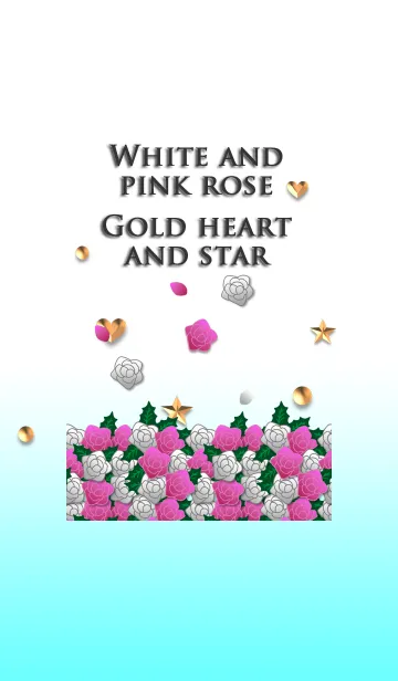 [LINE着せ替え] 白とピンクのバラ(金のハートと星)の画像1