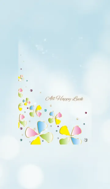 [LINE着せ替え] ポップな四つ葉のクローバー 風水/ブルーの画像1