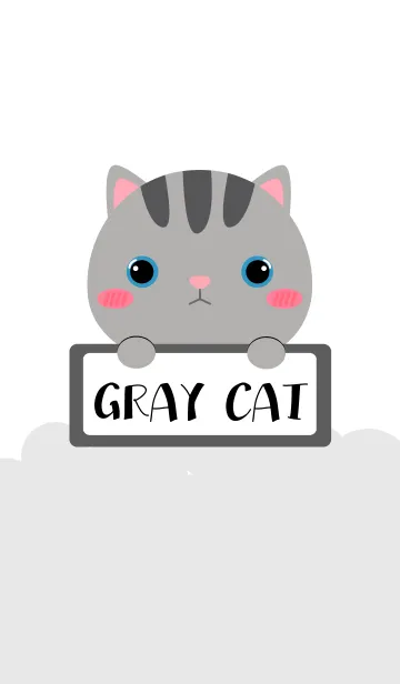 [LINE着せ替え] Simple Cute Love Gray Cat Theme (jp)の画像1