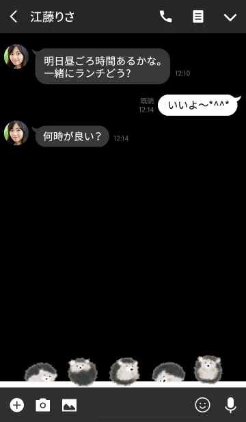 [LINE着せ替え] はりねずみ /ブラック＆ホワイト 大人可愛いの画像3