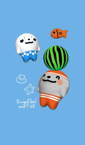 [LINE着せ替え] ワモンアザラシとサカナ サマーシーブルーの画像1