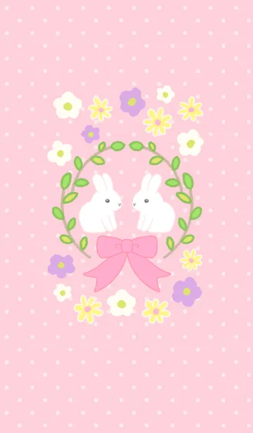 [LINE着せ替え] うさぎとお花のきせかえの画像1