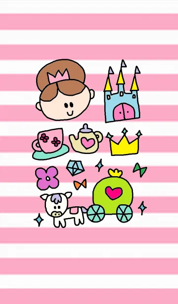 プリンセスとボーダーピンクの着せ替えメイン画像