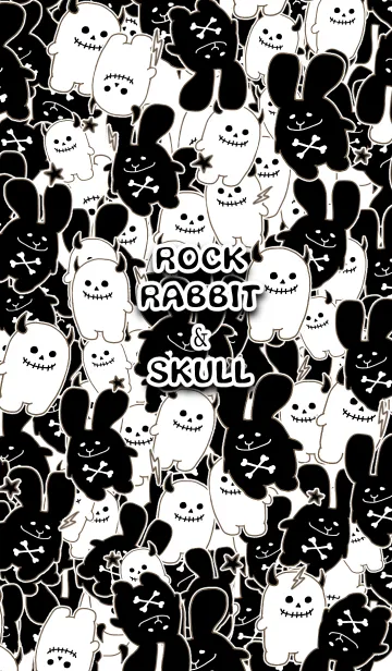 [LINE着せ替え] ロックなウサギとドクロちゃんがいっぱいの画像1