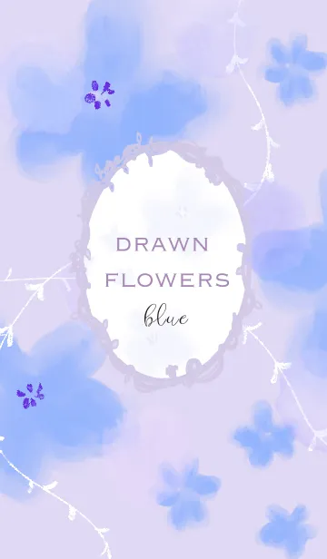 [LINE着せ替え] Drawn flowers blueの画像1