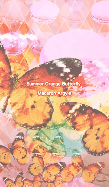 [LINE着せ替え] 夏のオレンジの蝶々マカロンアーガイルの画像1