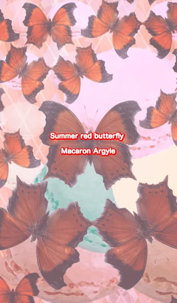 [LINE着せ替え] 夏の赤い蝶々マカロンアーガイルの画像1