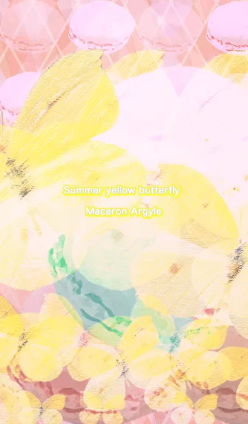 [LINE着せ替え] 夏の黄色い蝶々マカロンアーガイルの画像1