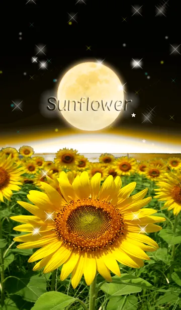 [LINE着せ替え] 満月とひまわり畑＠サマーの画像1