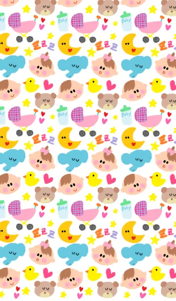 [LINE着せ替え] ベビーボーイとガール クレヨンの画像1