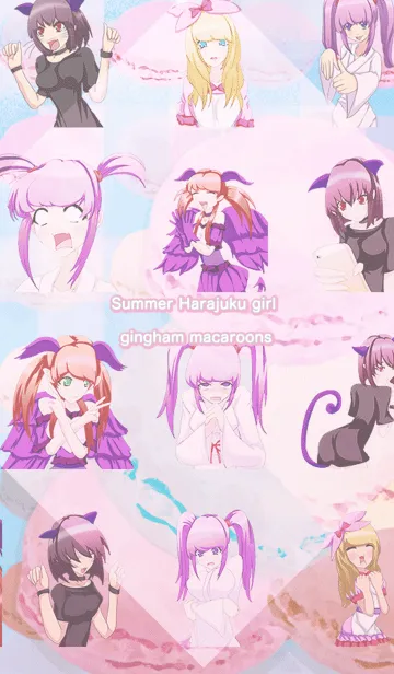 [LINE着せ替え] 夏の原宿系ガールのギンガムマカロンの画像1