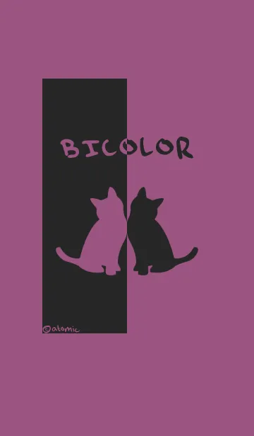 [LINE着せ替え] バイカラー [ねこ] 紫×黒 130の画像1