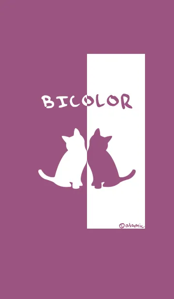 [LINE着せ替え] バイカラー [ねこ] 紫×白 135の画像1