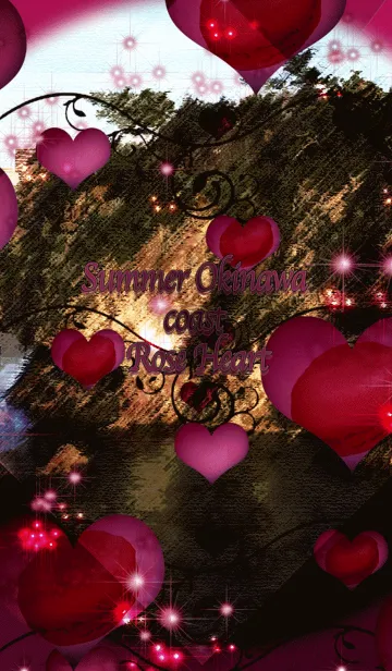 [LINE着せ替え] 夏の沖縄の海岸ローズハートマカロンの画像1