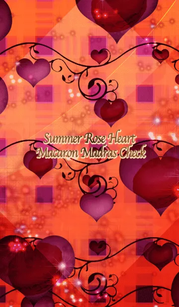 [LINE着せ替え] 夏のローズハートマカロンマドラスチェックの画像1