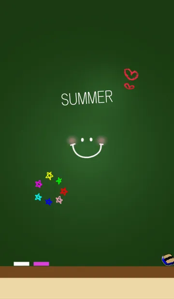 [LINE着せ替え] スマイルシンプル17（黒板）@夏の画像1