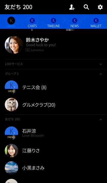 [LINE着せ替え] メークアップ イニシャル ブルー Kの画像2