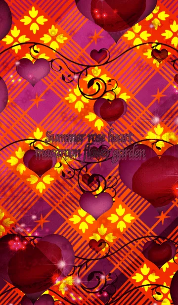 [LINE着せ替え] 夏のローズハートマカロン花入り翁格子の画像1