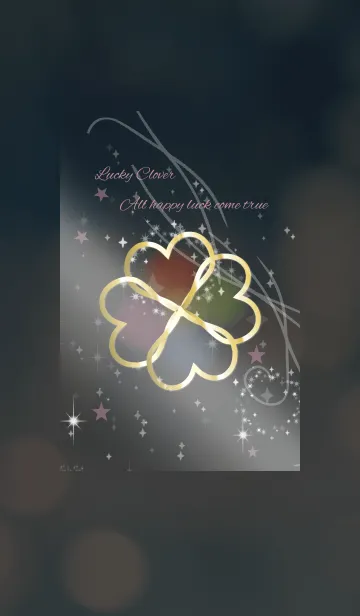 [LINE着せ替え] さり気なく運上昇クローバ/ブラックピンクの画像1