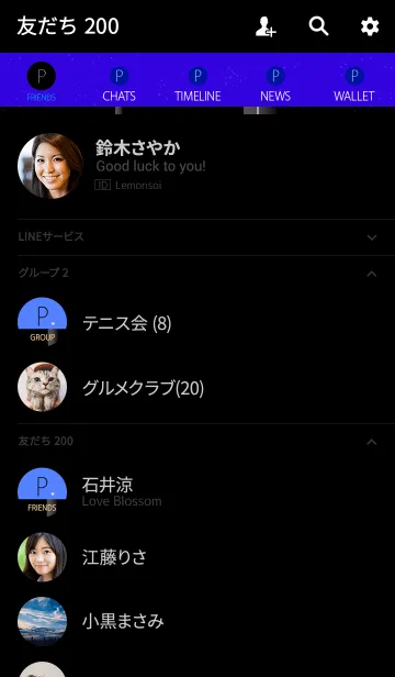 [LINE着せ替え] メークアップ イニシャル ブルー Pの画像2
