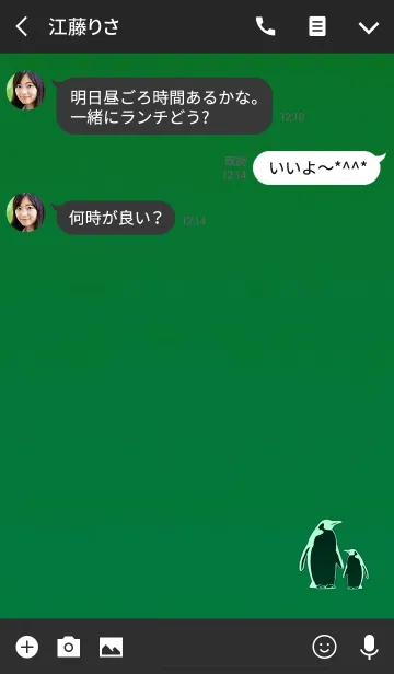 [LINE着せ替え] ブラックグリーンペンギンの画像3