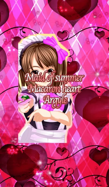 [LINE着せ替え] 夏のメイドちゃんマカロンハートアーガイルの画像1