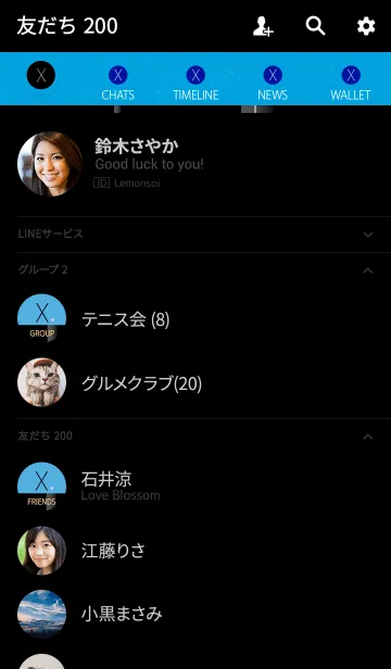 [LINE着せ替え] メークアップ イニシャル ブルー Xの画像2