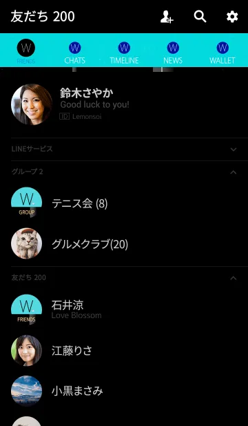 [LINE着せ替え] メークアップ イニシャル ブルー Wの画像2