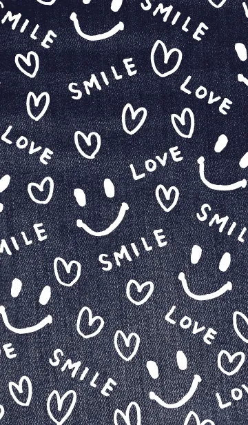 [LINE着せ替え] スマイル ラブ ハート-デニム-の画像1