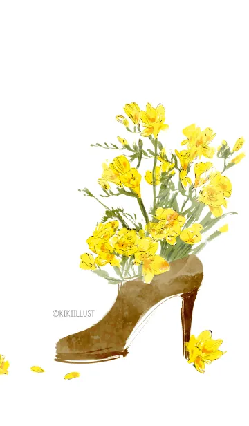 [LINE着せ替え] Yellow flowers in shoeの画像1