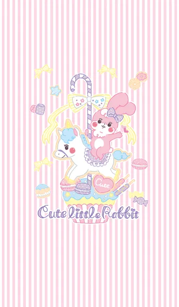 [LINE着せ替え] Cute little rabbit in pastel colorsの画像1
