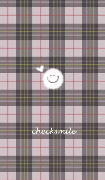 [LINE着せ替え] ピンクのチェックとにこちゃんクレヨンの画像1