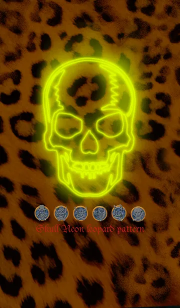 [LINE着せ替え] Skull Neon ヒョウ柄 黄色の画像1