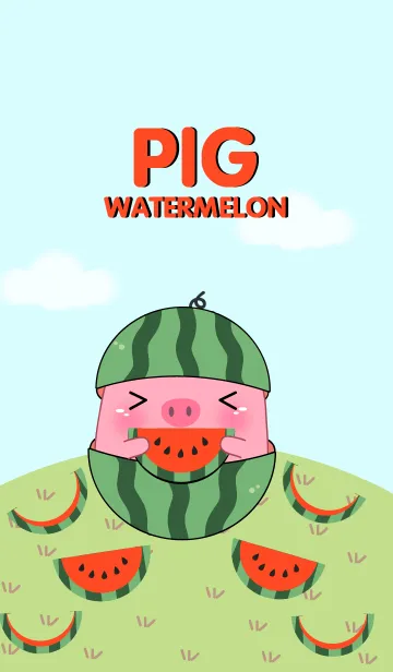 [LINE着せ替え] Pig ＆ Watermelon Theme V.2(jp)の画像1