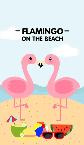[LINE着せ替え] Cute Flamingo on the beach Theme(jp)の画像1