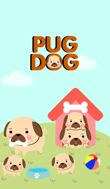 [LINE着せ替え] Cute Family Pug Dog Theme(jp)の画像1