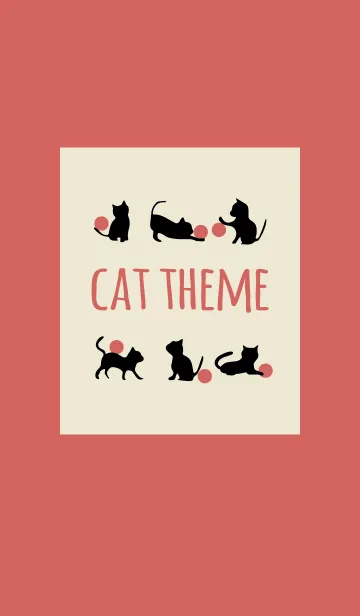 [LINE着せ替え] ベージュ＆レッド / キャットの画像1