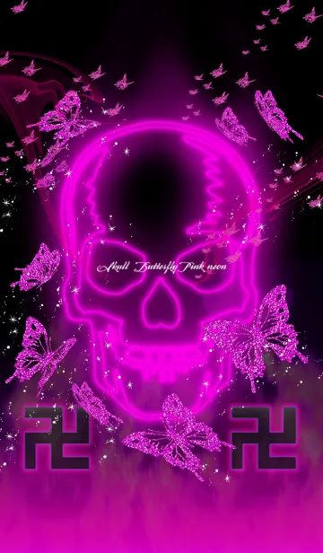 [LINE着せ替え] 卍Skull Butterfly Pink Neon卍の画像1