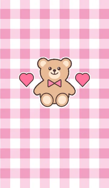 ピンクギンガムチェック♥テディベアの着せ替えメイン画像