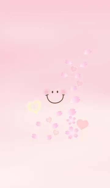 [LINE着せ替え] スマイルシンプル14（ピンク3）+桜の画像1