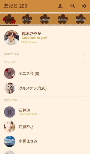 [LINE着せ替え] 和柄03 (梅) + 土器色の画像2