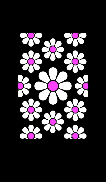[LINE着せ替え] 白い花模様 [ 黒背景 ]の画像1