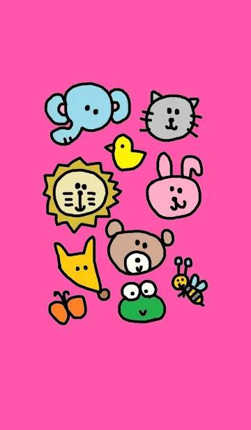 [LINE着せ替え] どうぶつたち ピンクの画像1