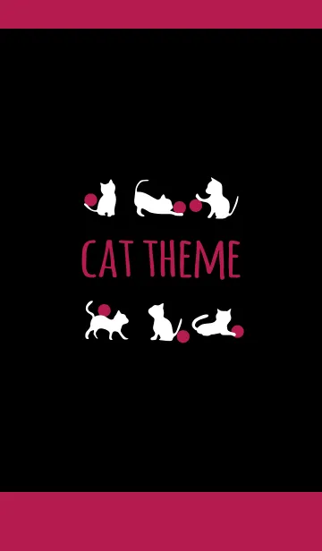 [LINE着せ替え] ブラック＆ビビッドピンク / キャットの画像1