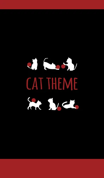 [LINE着せ替え] ブラック＆ボルドー / キャットの画像1